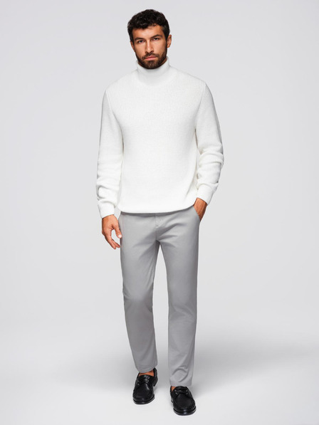 Ombre Clothing Világosszürke férfi chino nadrág dekoratív övvel Ombre Clothing Ombre Clothing