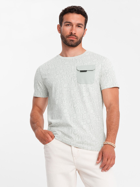 Ombre Clothing Világoszöld férfi zsebes póló Ombre Ruházat