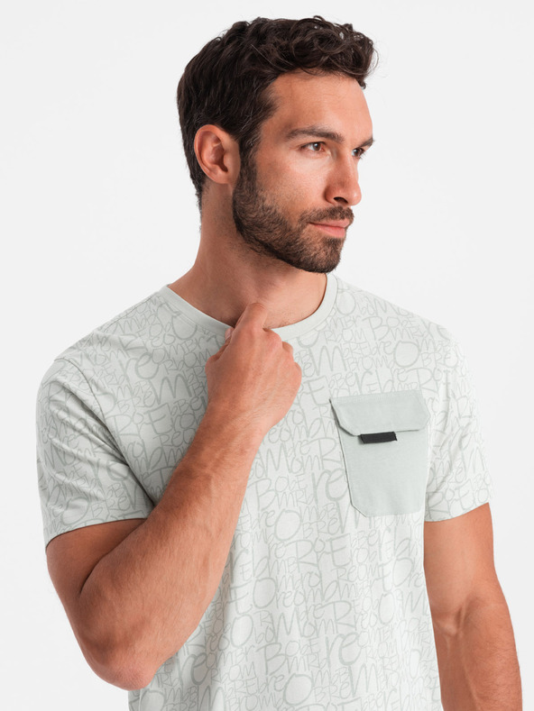 Ombre Clothing Világoszöld férfi zsebes póló Ombre Ruházat