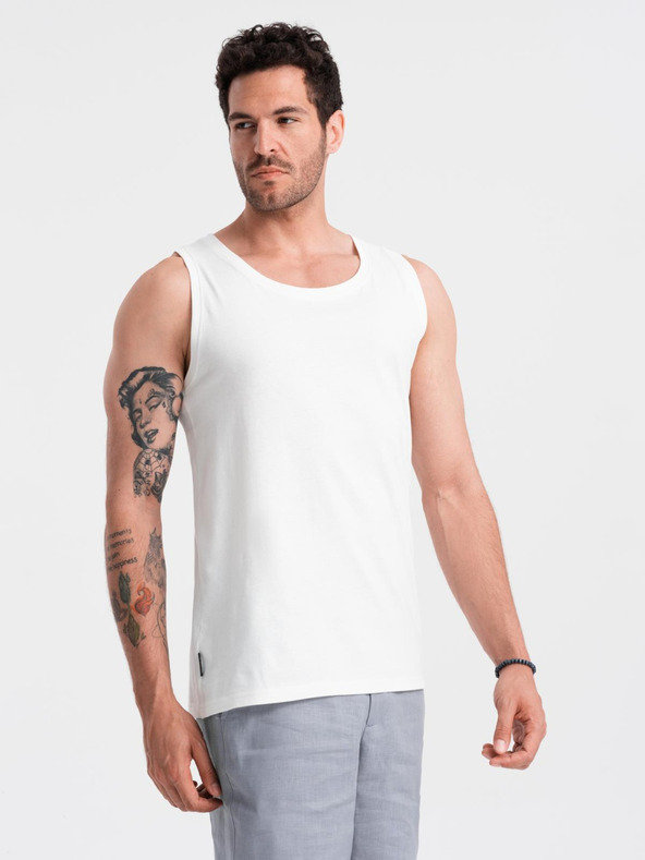 Ombre Clothing Fehér férfi pamut alap tank top Ombre ruházat