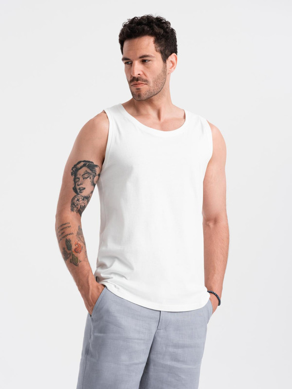 Ombre Clothing Fehér férfi pamut alap tank top Ombre ruházat