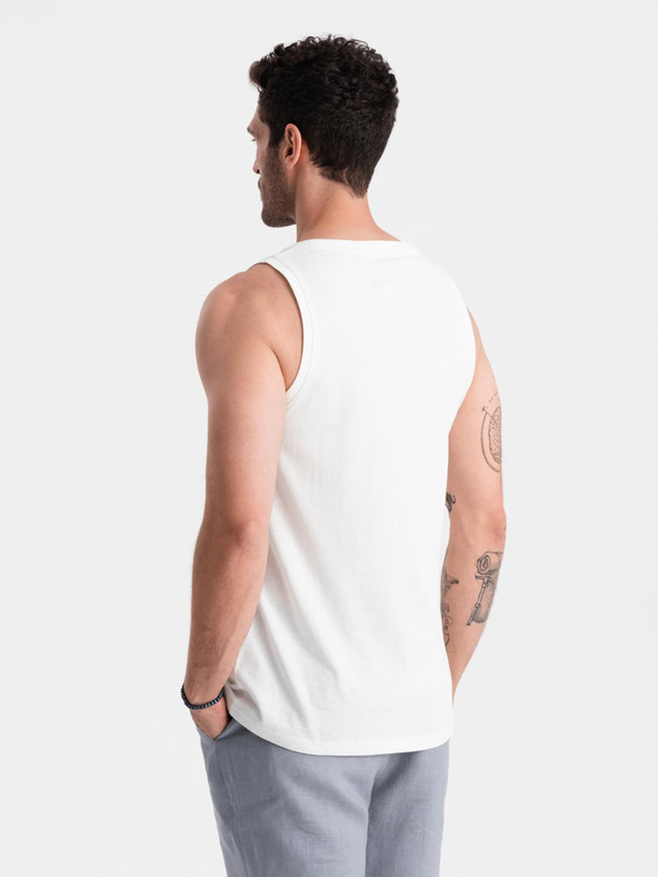 Ombre Clothing Fehér férfi pamut alap tank top Ombre ruházat