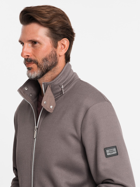 Ombre Clothing Szürke férfi magas galléros kabát gyapjú belsővel Ombre Clothing