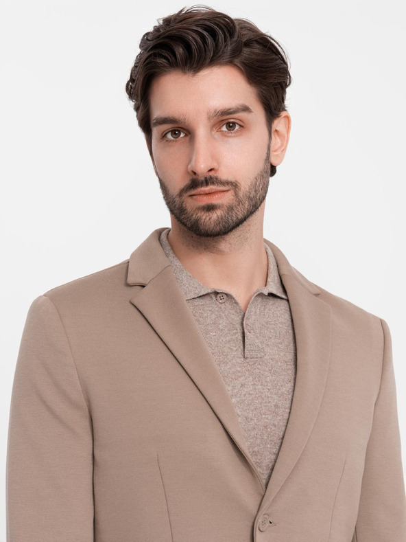 Ombre Clothing Bézs férfi blézer zsebekkel Ombre ruházat