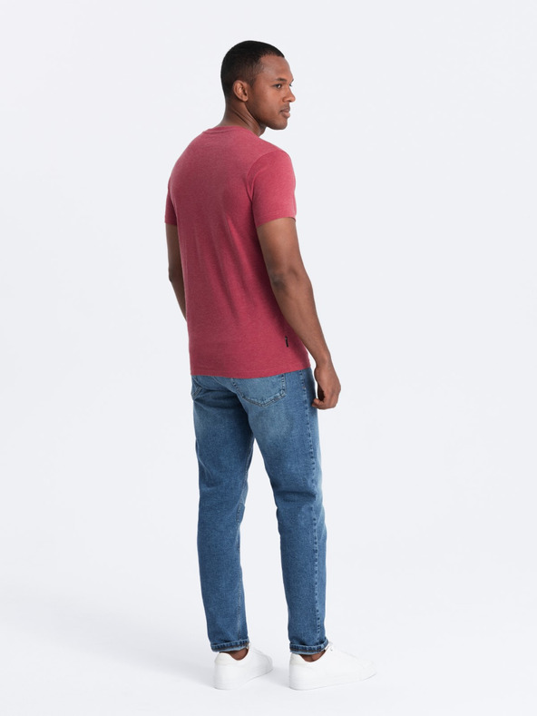 Ombre Clothing Piros férfi kerek nyakú póló Ombre Ruházat