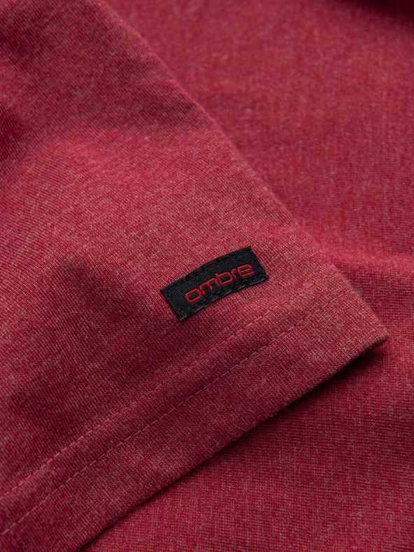 Ombre Clothing Piros férfi kerek nyakú póló Ombre Ruházat