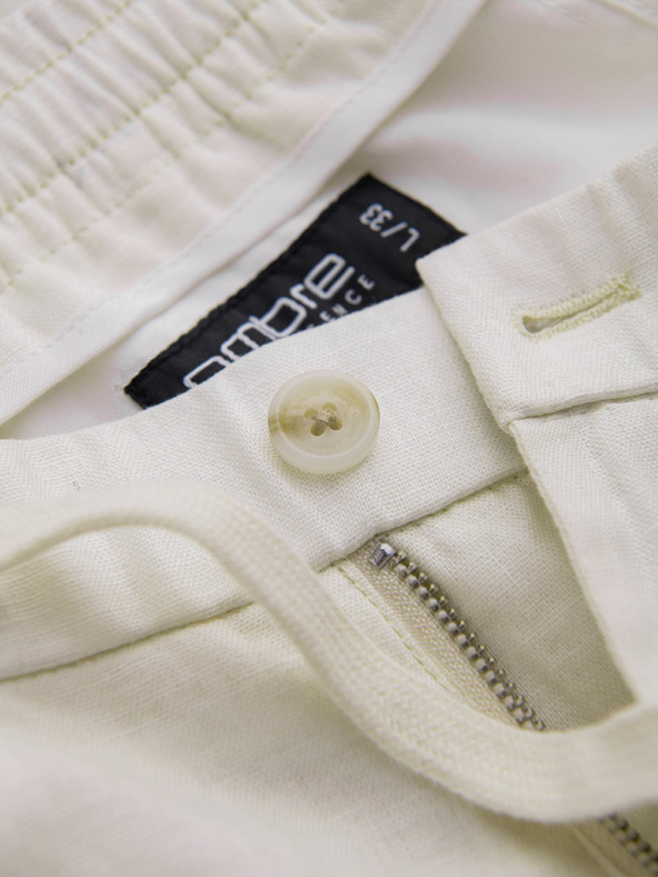 Ombre Clothing Krémszínű férfi chino nadrág lenvászon keverékkel Ombre Clothing