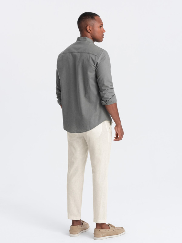 Ombre Clothing Krémszínű férfi chino nadrág lenvászon keverékkel Ombre Clothing