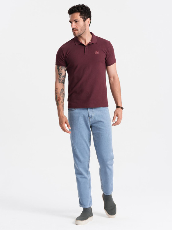 Ombre Clothing Burgundia férfi alapvető póló póló Ombre ruházat