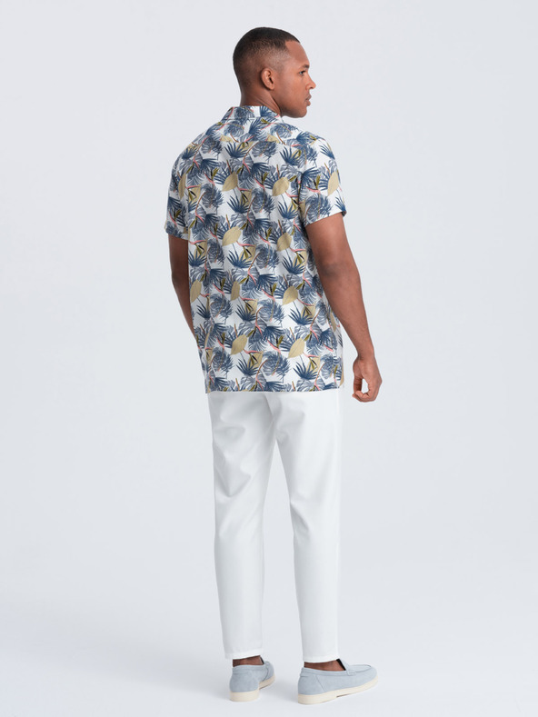 Ombre Clothing Fehér férfi mintás rövid ujjú ing Ombre Clothing Ombre Clothing