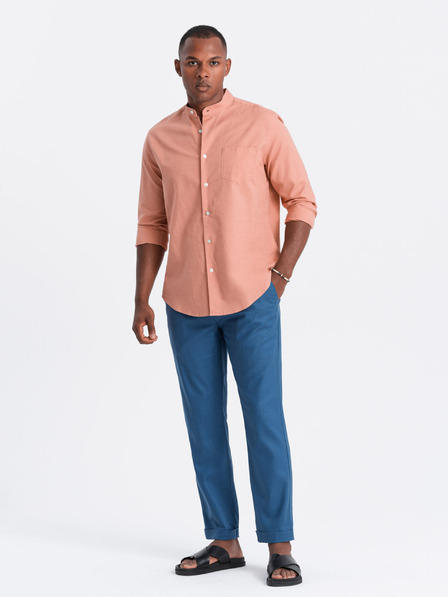 Ombre Clothing Kék férfi chino nadrág vászonnadrággal Ombre Ruházat