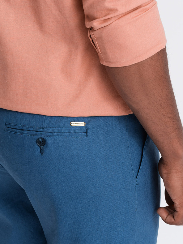 Ombre Clothing Kék férfi chino nadrág vászonnadrággal Ombre Ruházat