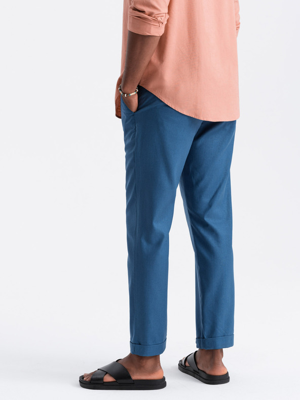 Ombre Clothing Kék férfi chino nadrág vászonnadrággal Ombre Ruházat