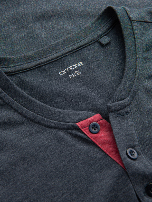 Ombre Clothing Kék férfi kerek nyakú póló Ombre Ruházat Ombre Clothing