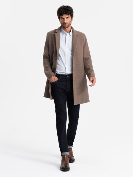 Ombre Clothing Elegáns férfi egyberészes gyapjúkeverék kabát Ombre Clothing V1 OM-COWC-0114