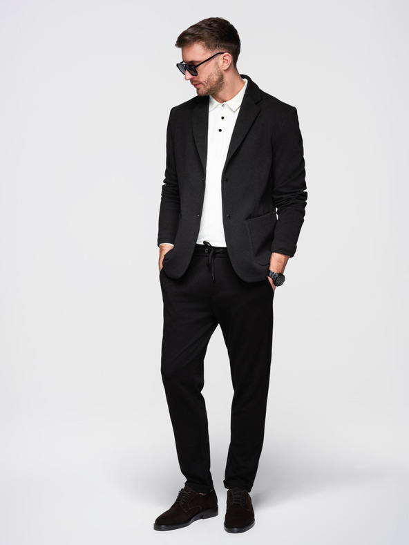 Ombre Clothing Férfi magas gallérú kabát kapucnival fekete Ombre Clothing Ombre Clothing