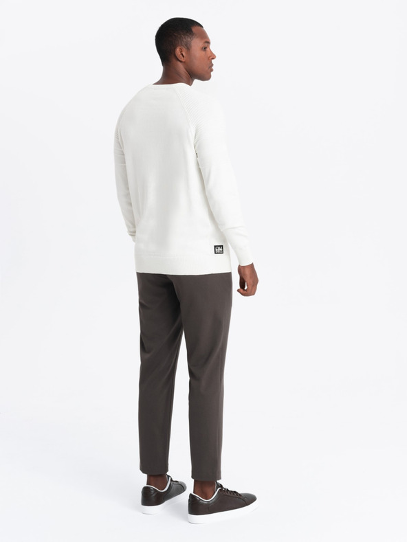 Ombre Clothing Férfi Raglan pulóver bordázott ujjú Fehér Ombre ruházat