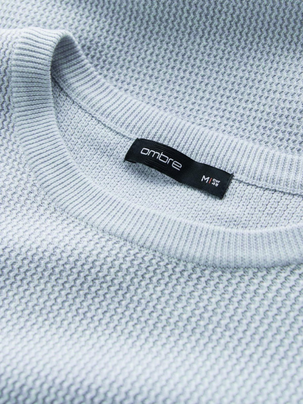 Ombre Clothing Férfi melange strukturált kötött pulóver kék Ombre ruházat