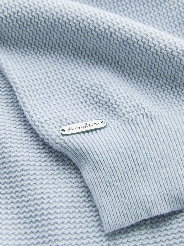 Ombre Clothing Férfi melange strukturált kötött pulóver kék Ombre ruházat