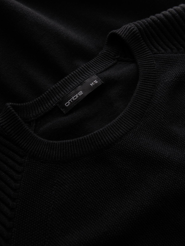 Ombre Clothing Férfi Raglan pulóver bordázott ujjú fekete Ombre ruházat