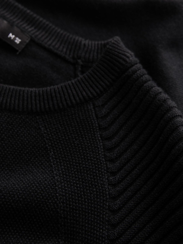 Ombre Clothing Férfi Raglan pulóver bordázott ujjú fekete Ombre ruházat