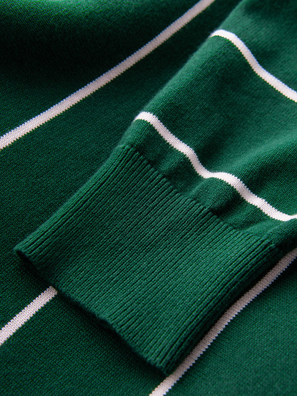 Ombre Clothing Férfi alkalmi vízszintes csíkos pulóver zöld Ombre ruházat