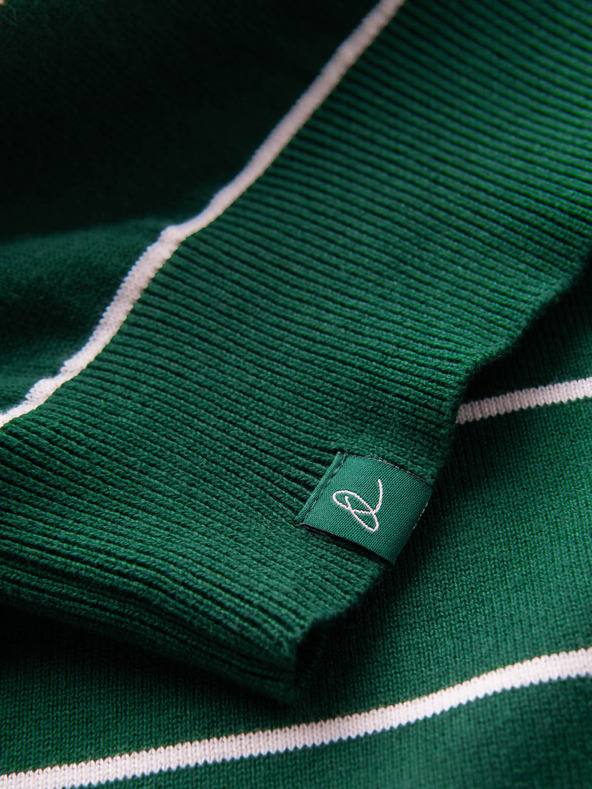 Ombre Clothing Férfi alkalmi vízszintes csíkos pulóver zöld Ombre ruházat