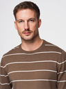 Ombre Clothing Férfi alkalmi pulóver vízszintes csíkokkal barna Ombre ruházat