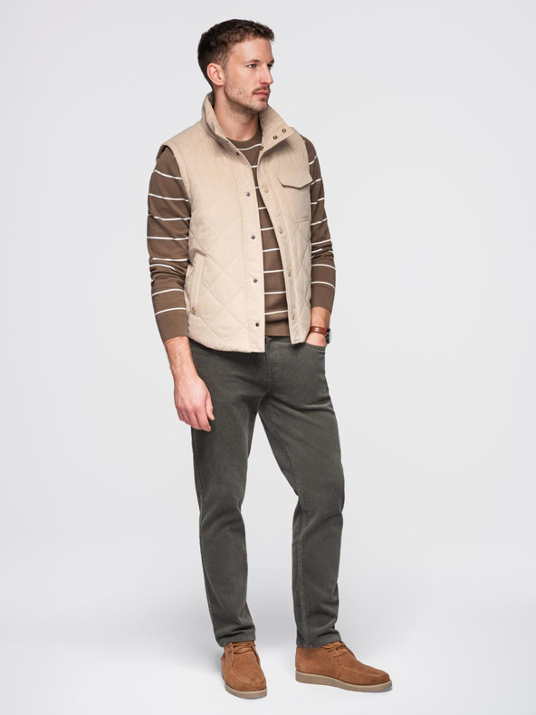 Ombre Clothing Férfi alkalmi pulóver vízszintes csíkokkal barna Ombre ruházat