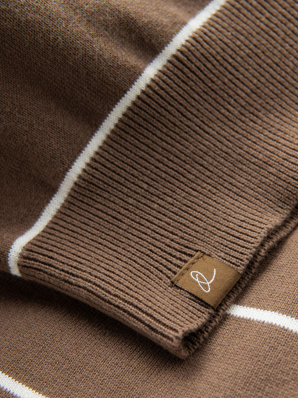 Ombre Clothing Férfi alkalmi pulóver vízszintes csíkokkal barna Ombre ruházat