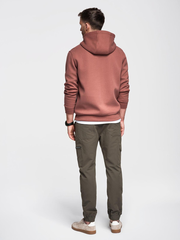 Ombre Clothing Férfi jogging nadrág zsebekkel és nyomtatással sötét olívazöld Ombre ruházat