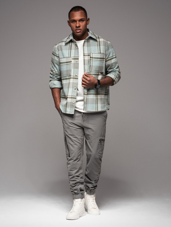 Ombre Clothing Férfi jogger nadrág zsebekkel és nyomtatással szürke Ombre ruházat