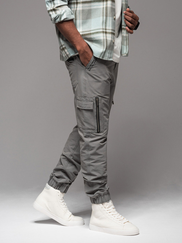 Ombre Clothing Férfi jogger nadrág zsebekkel és nyomtatással szürke Ombre ruházat