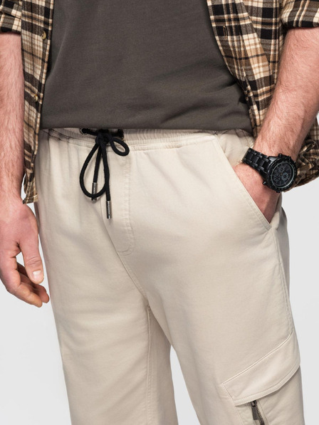 Ombre Clothing Férfi kötött melegítőnadrág cargo zsebekkel krémszínű Ombre ruházat