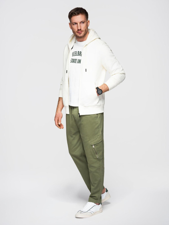 Ombre Clothing Férfi kötött melegítőnadrág zsebekkel olívazöld Ombre Clothing Ombre Clothing