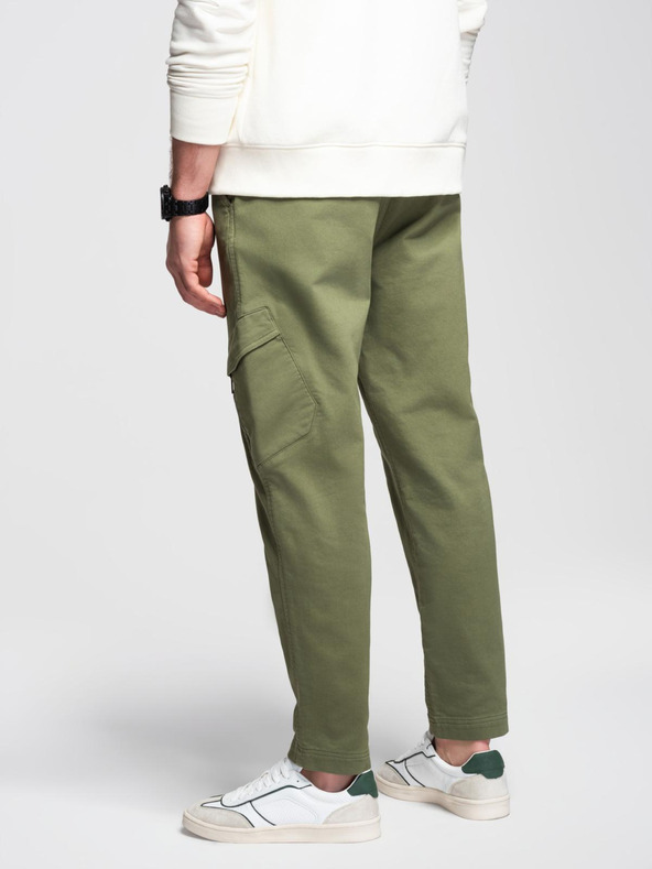 Ombre Clothing Férfi kötött melegítőnadrág zsebekkel olívazöld Ombre Clothing Ombre Clothing