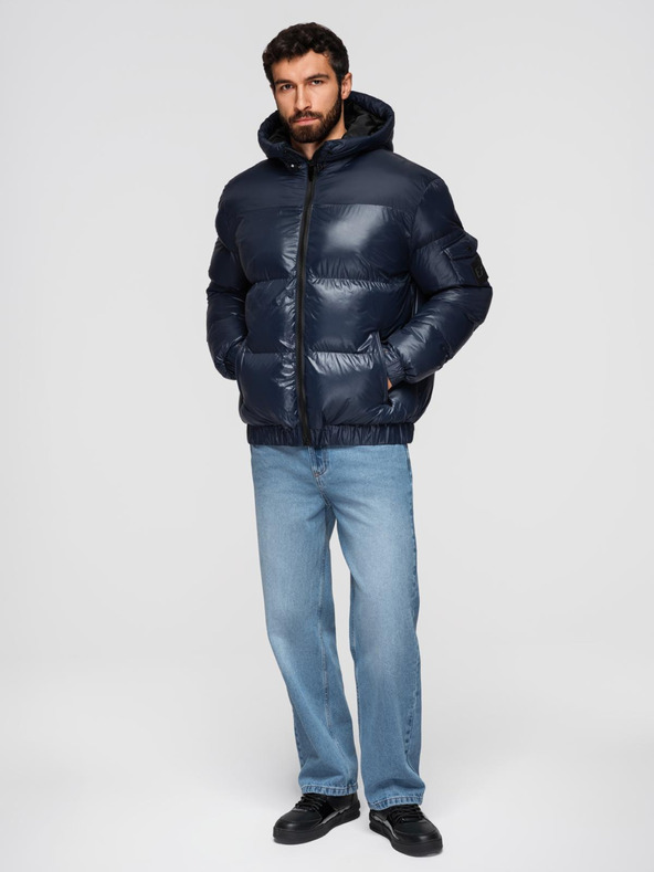 Ombre Clothing Férfi meleg kabát bordázott szegélyekkel Ombre Clothing Ombre Clothing