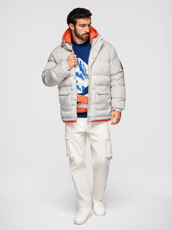 Ombre Clothing Ombre Clothing férfi sportos meleg kabát dupla kapucnival