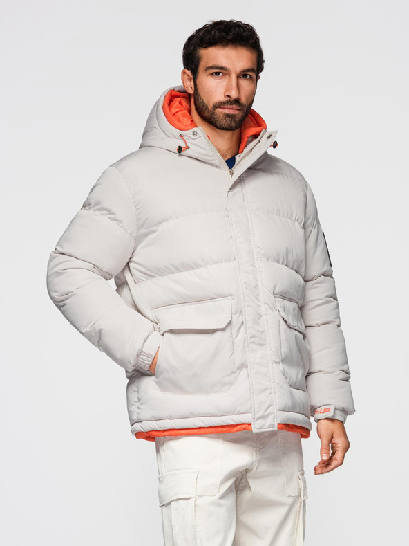 Ombre Clothing Ombre Clothing férfi sportos meleg kabát dupla kapucnival