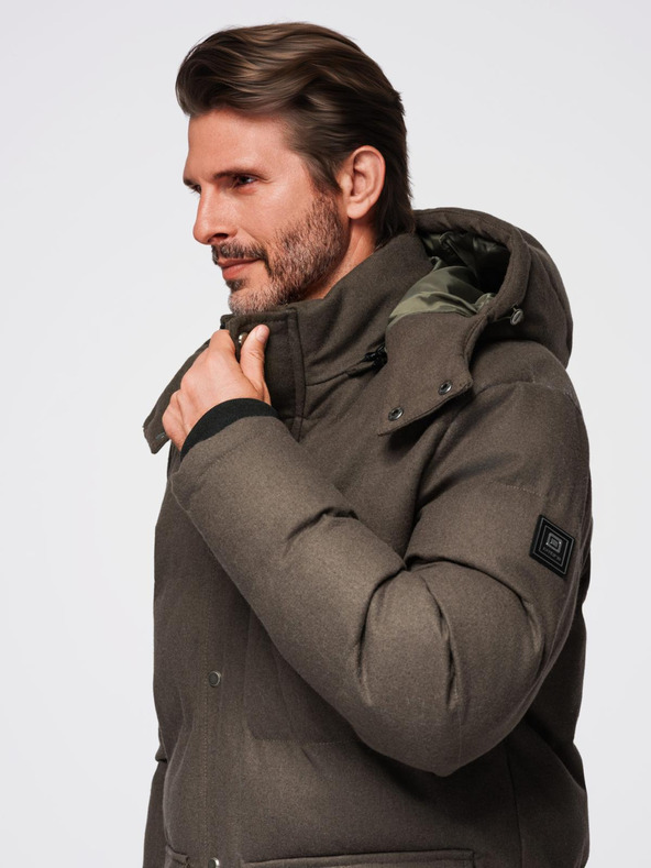 Ombre Clothing Férfi hosszú meleg parka dzseki gyapjúval Ombre ruházati cikkek