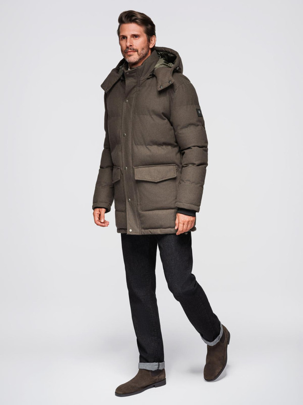 Ombre Clothing Férfi hosszú meleg parka dzseki gyapjúval Ombre ruházati cikkek