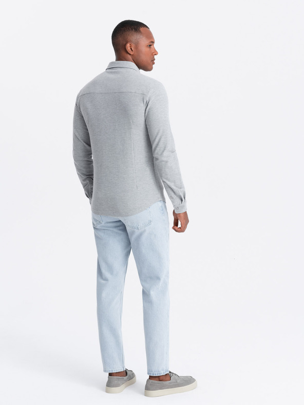 Ombre Clothing Férfi kötött vékony ujjú ing Ombre ruházat