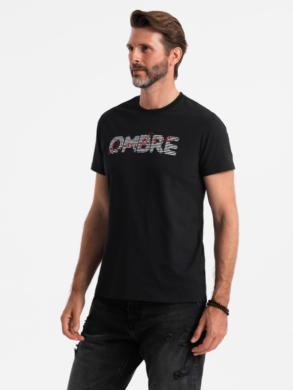 Ombre Clothing Férfi pamut póló finom hímzéssel Ombre ruházat