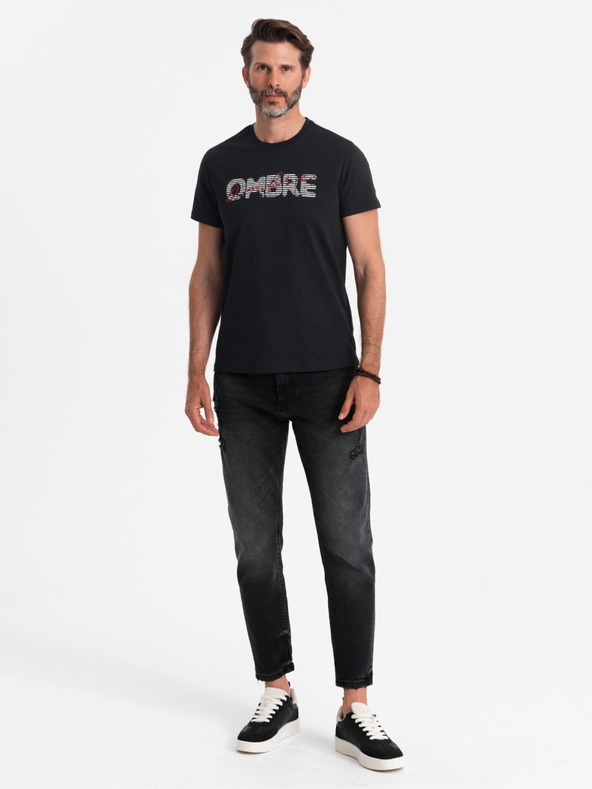 Ombre Clothing Férfi pamut póló finom hímzéssel Ombre ruházat
