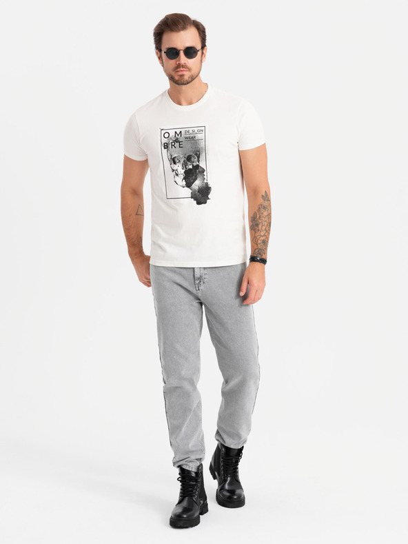 Ombre Clothing Férfi pamut póló finom hímzéssel Ombre ruházat