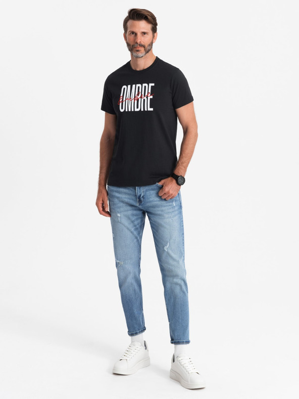 Ombre Clothing Férfi pamut póló finom hímzéssel Ombre ruházat