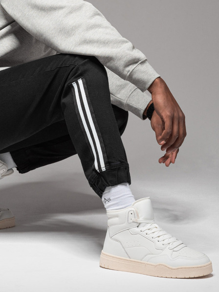 Ombre Clothing Férfi farmer tréningnadrág szegéllyel - fekete V2 OM-PADJ-0156 Ombre Ruházat