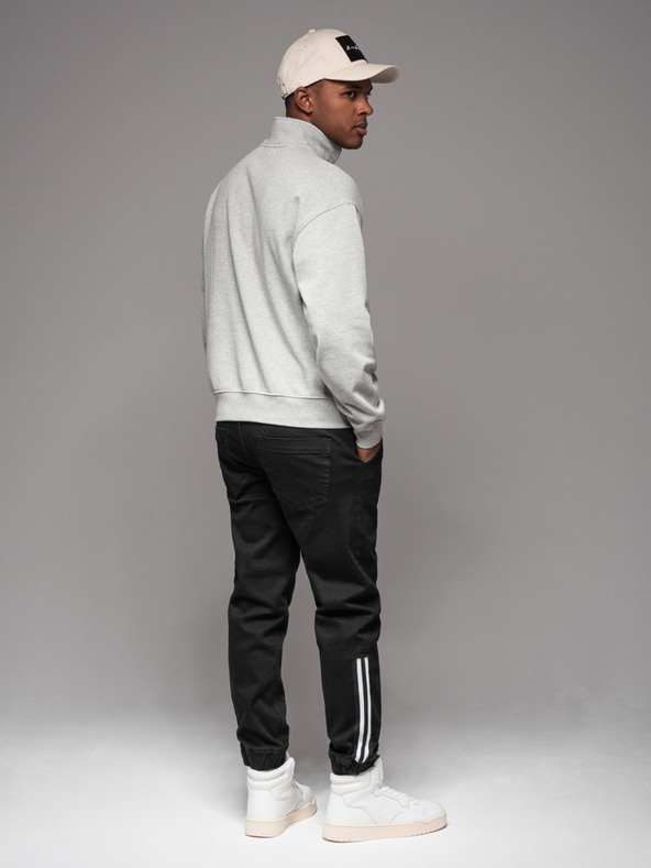 Ombre Clothing Férfi farmer tréningnadrág szegéllyel - fekete V2 OM-PADJ-0156 Ombre Ruházat