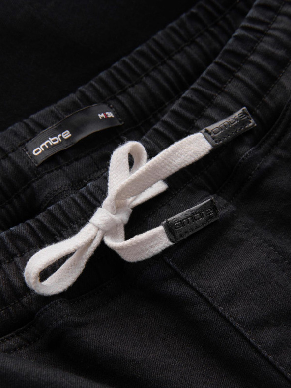Ombre Clothing Férfi farmer tréningnadrág szegéllyel - fekete V2 OM-PADJ-0156 Ombre Ruházat