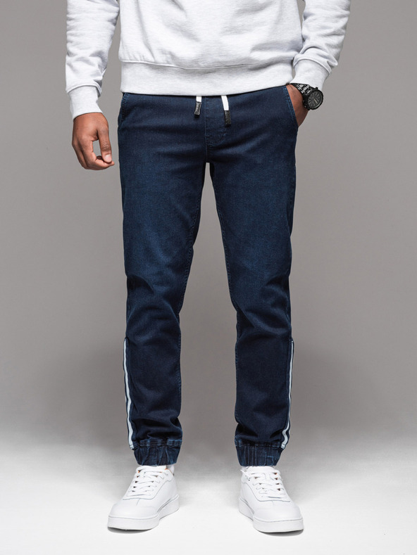 Ombre Clothing Férfi farmer tréningnadrág csővel - sötétkék V4 OM-PADJ-0156 Ombre Clothing OM-PADJ-0156 Ombre Clothing